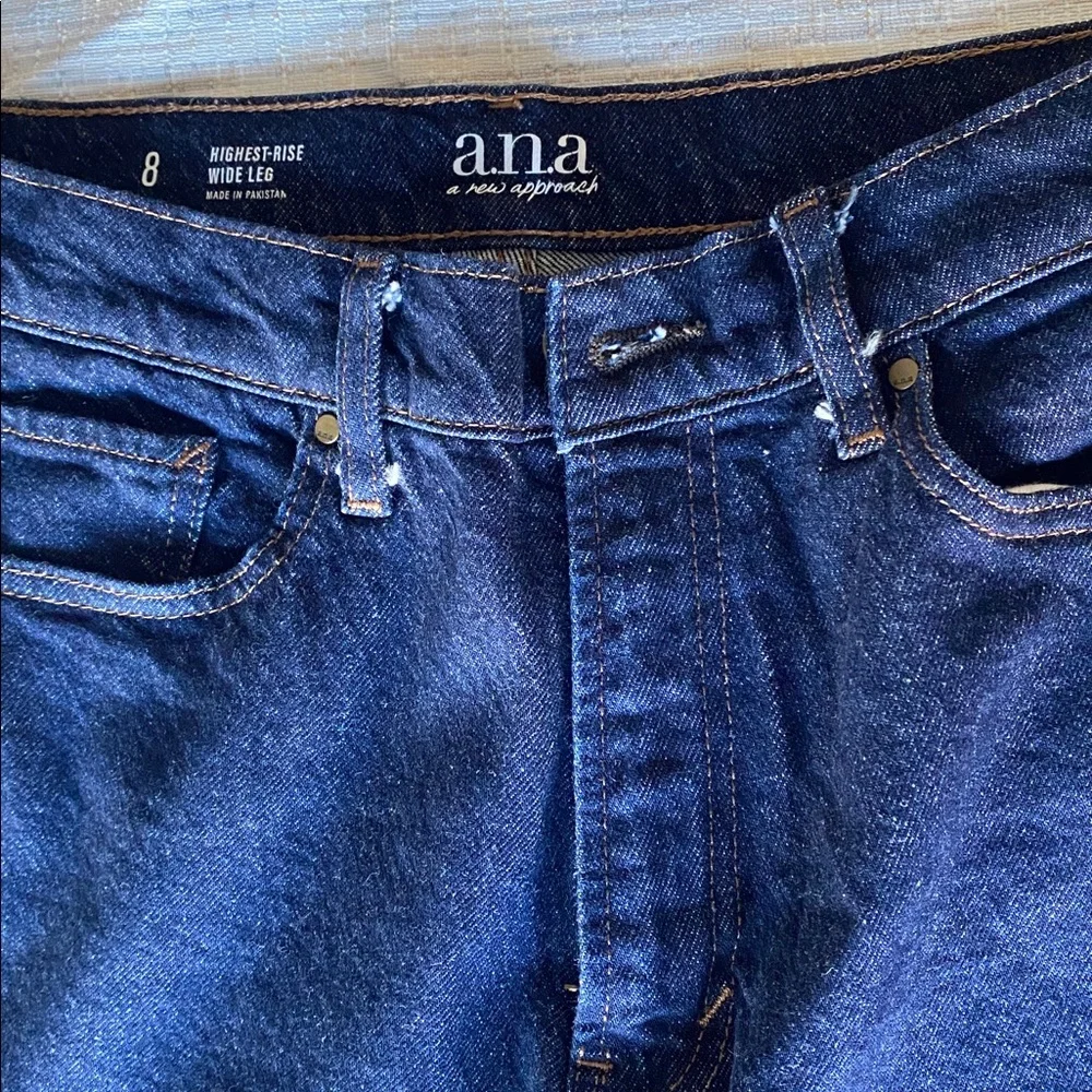 Women's A.N.A. Wide-Leg High-Waisted Dark Blue Jeans - Picture 3 of 14
